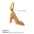 Ciondolo a tacco alto dorato con strass bianchi in acciaio inossidabile 18K per gioielli - Tacco Alto Oro con Strass (PJ1358WEG)