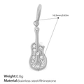 Pendaglio a chitarra in acciaio inossidabile argento con strass lucidi stile punk - Stile Chitarra con Strass Argento (PJ1228WES)