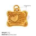 Ciondolo rettangolare in acciaio inossidabile con cuore dorato a rilievo - Stile Cuore in Rilievo Oro (PJ1229G)
