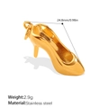 Colgante de zapato de tacón en acero inoxidable dorado pulido para joyería DIY - Tacón Alto Pulido (PJ1344G)