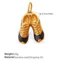 Colgante de zapatilla en acero inoxidable dorado con esmalte negro para joyas DIY - Zapatilla Negra Y Dorada (PJ1346BKG)