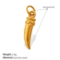 Pendaglio a dente in acciaio inossidabile dorato con doppio anello per hip hop - Forma di Corno Oro (PJ1232G)