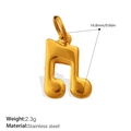 Ciondolo nota musicale in acciaio inossidabile dorato lucido 16,8mm per gioielli - Forma di Nota Musicale Oro (PJ1233G)