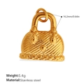 Ciondolo a forma di borsa in oro acciaio inossidabile per collane e braccialetti - Borsa a Mano Trapuntata (PJ1348G)
