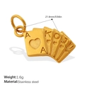 Ciondolo carte da gioco in acciaio inossidabile dorato in stile hip hop con cuore - Forma di Carte da Poker Oro (PJ1234G)