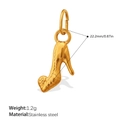 Ciondolo a scarpa con tacco dorato in acciaio inossidabile per gioielli DIY - Tacco Alto Inciso (PJ1349G)