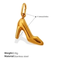 Ciondolo a forma di scarpa con tacco dorato in acciaio inox con dimensioni e peso 0,8g - Mini Tacco Alto (PJ1350G)