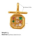 Pendente ottagonale dorato in acciaio con zirconi cubici multicolore incastonati - Ottagono Multicolore Oro (PJ1236CRG)