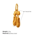 Ciondolo a forma di scarpetta da ballo dorata in acciaio inox con fiocco e gancio - Ballerina Con Fiocco (PJ1351G)