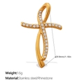Abstract golden twist pendant with sparkling white rhinestones in stainless steel - Gold Abstract Twisted Style (PJ1274WEG)