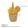 Pink and yellow enamel drink cup pendant in gold stainless steel for jewelry making - Drink Cup Style (PJ1476CRG)