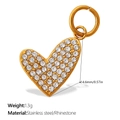 18k gold plated heart charm with rhinestones and stainless steel diy jewelry finding - Gold Rhinestone Pave Heart (PJ1275WEG)