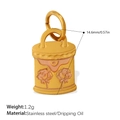 Pink rose relief pendant in stainless steel with 14.6mm height and golden finish - Rose Bucket Style (PJ1477PKG)