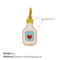 Miniatuur wit-blauwe drinkfles hanger van roestvrij staal met een rood hartje - Hart Wijnfles Stijl (PJ1478CRG)