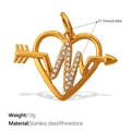 Golden heart arrow charm pendant with rhinestones in polished stainless steel - Gold Heart with Arrow (PJ1277WEG)