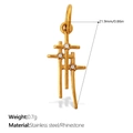 Goldener Kreuzanhänger aus Edelstahl mit funkelnden Strasssteinen für individuellen Schmuck - Gold Mehrschichtiges Kreuz (PJ1278WEG)