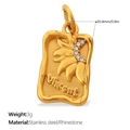 Goldener Anhänger aus Edelstahl mit Sonnenblume, Strasssteinen und Vincent Gravur - Gold Sonnenblume Vincent Stil (PJ1280WEG)