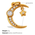 Stern und Mond Anhänger aus goldenem Edelstahl mit funkelnden Strasssteinen - Gold Mond und Stern (PJ1281WEG)
