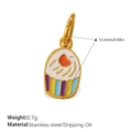 Kleurrijke emaille cupcake hanger van goudkleurig roestvrij staal van 12,2 mm - Cupcake Stijl (PJ1484CRG)