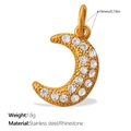 Goldener Mondanhänger aus Edelstahl mit weißen Strasssteinen, 19 mm Länge - Gold Strass Mond (PJ1282WEG)