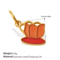 Oranje en rode emaille beker hanger van roestvrij staal met 12 mm maat en gewichtsinfo - Bloemknop Stijl (PJ1485CRG)