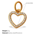 Goldener Herzanhänger aus Edelstahl mit funkelnden Strasssteinen für DIY Schmuckdesign - Gold Hohles Herz (PJ1284WEG)