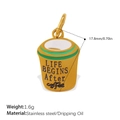 Schattige koffiebeker hanger goud en groen met Life Begins After Coffee gravure - Inspirerende Quote Koffiebeker Stijl (PJ1489WGG)