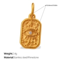 Vintage Sonnen- und Mondrelief-Anhänger aus goldenem Edelstahl mit Strassverzierung - Gold Vintage Totem (PJ1287WEG)