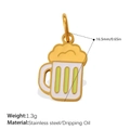 Leuke bierpul hanger van goudkleurig roestvrij staal met witte en gele emaille afwerking - Bierpul Stijl (PJ1490WGG)