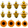 Pendentifs tournesol et abeille en résine avec boucles pour la création de bijoux DIY - Ensemble Mixte Abeille et Marguerite (SN1468)