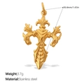 Goldener Edelstahl Fleur-de-Lis Kreuzanhänger im Vintage-Stil für DIY Halsketten - Gold Fleur-de-lis Kreuz (PJ1294WEG)