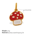 Red mushroom pendant in stainless steel with white dots, size 14.2mm for jewelry making - Red Spotted Mushroom Style (PJ1456WRG)