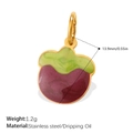 Purple mangosteen fruit pendant charm with gold ring and colorful enamel drip finish - Mangosteen Style (PJ1495GPG)