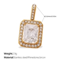 Goldener Edelstahl-Anhänger quadratisch mit großem Zirkon und Strasssteinen besetzt - Gold Baguette-Strass (PJ1297WEG)