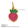 Pendentif radis rose en acier inoxydable et émail pour la création de bijoux - Style Radis/Betterave (PJ1499PGG)