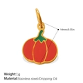 Mini pendentif citrouille en acier inoxydable émaillé rouge et vert de 14mm - Style Citrouille (PJ1500RGG)