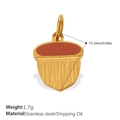 Pendentif gland doré en acier inoxydable avec finition émail marron rouge - Style Gland (PJ1503RDG)