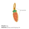 Pendentif carotte mignon en acier inoxydable avec finition en émail orange et vert - Carrot Style (PJ1505GOG)