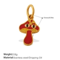 Ciondolo a forma di fungo rosso e giallo in acciaio inossidabile e smalto colorato - Stile Fungo con Espressione Personificata (PJ1467CRG)
