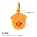Pendentif en forme de maïs en acier inoxydable doré avec émail orange et détail rouge - Style Grenier Récolte (PJ1506ORG)