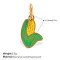 Pendentif maïs doré en acier inoxydable avec émail jaune pour bijoux DIY - Style Maïs (PJ1508GYG)