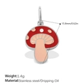 Ciondolo a forma di fungo in smalto rosso e bianco con base in acciaio inossidabile - Stile Fungo Rosso con Bordo Bianco (PJ1469PRS)