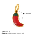 Joli pendentif piment rouge en acier inoxydable doré avec finition goutte d'huile - Style Piment (PJ1510RGG)