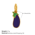 Pendentif aubergine en acier inoxydable avec émail violet pour création de bijoux - Style Aubergine (PJ1511PGG)