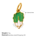 Pendentif chou émaillé en acier inoxydable vert et blanc, taille 13,8 mm - Style Chou (PJ1513GWG)