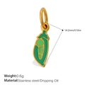 Charm cosse de pois en acier inoxydable doré et émail vert de style minimaliste - Style Gousse de Pois (PJ1514GNG)