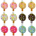 Lot de 12 pendentifs sucettes en résine colorée avec paillettes pour bijoux artisanaux - Lot de Sucettes Colorées