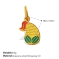 Pendentif maïs doré en acier inoxydable avec détails en émail rouge et vert - Style Maïs Variante (PJ1517CRG)