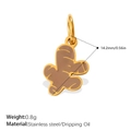Pendentif gingembre en acier inoxydable doré avec finition émail marron - Style Racine de Gingembre (PJ1518BNG)