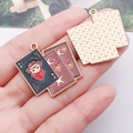Skull cowboy hat poker card alloy charms in black and red enamel for DIY jewelry making - Black Brown Enamel Cowboy Poker Card (25016)